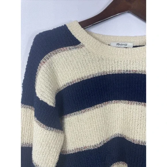 Madewell Striped Lakeville Pullover Sweater in Navy/ Cream Size XS - Picture 2 of 8